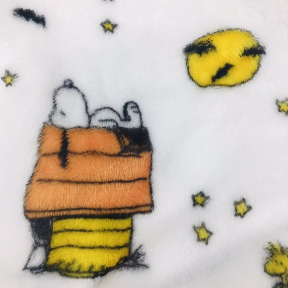 NEW Peanuts HALLOWEEN Hooded Bath Robe Snoopy Pumpkin Moon Stars Berkshire S/M - Picture 4 of 12